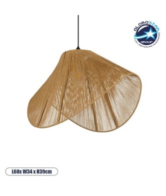 GLOBOSTAR® ELDA 205-0033 Boho Κρεμαστό Φωτιστικό Οροφής με Ντουί 1 x E27 AC 220-240V IP20 - Μπεζ - M68 x Π34 x Υ39cm